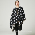 Hot selling fashion trend dot pattern jacquard weave women poncho cape shawl